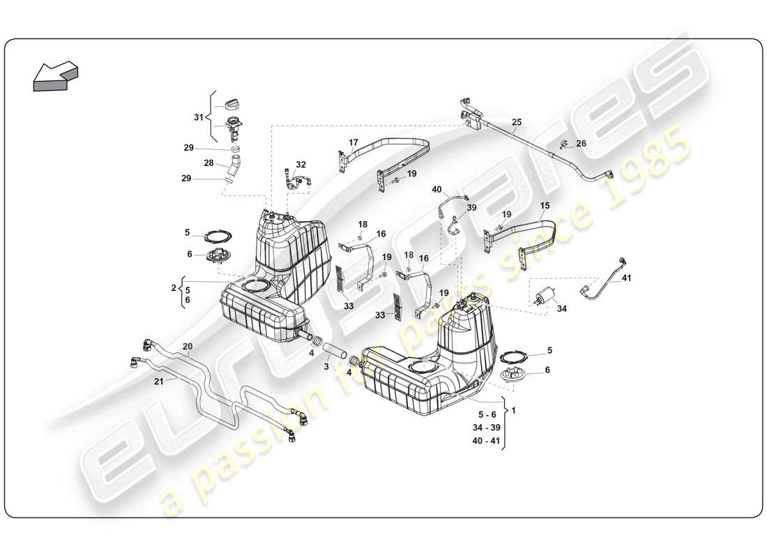 lamborghini super trofeo (2009-2014) diagrama de piezas del sistema de combustible