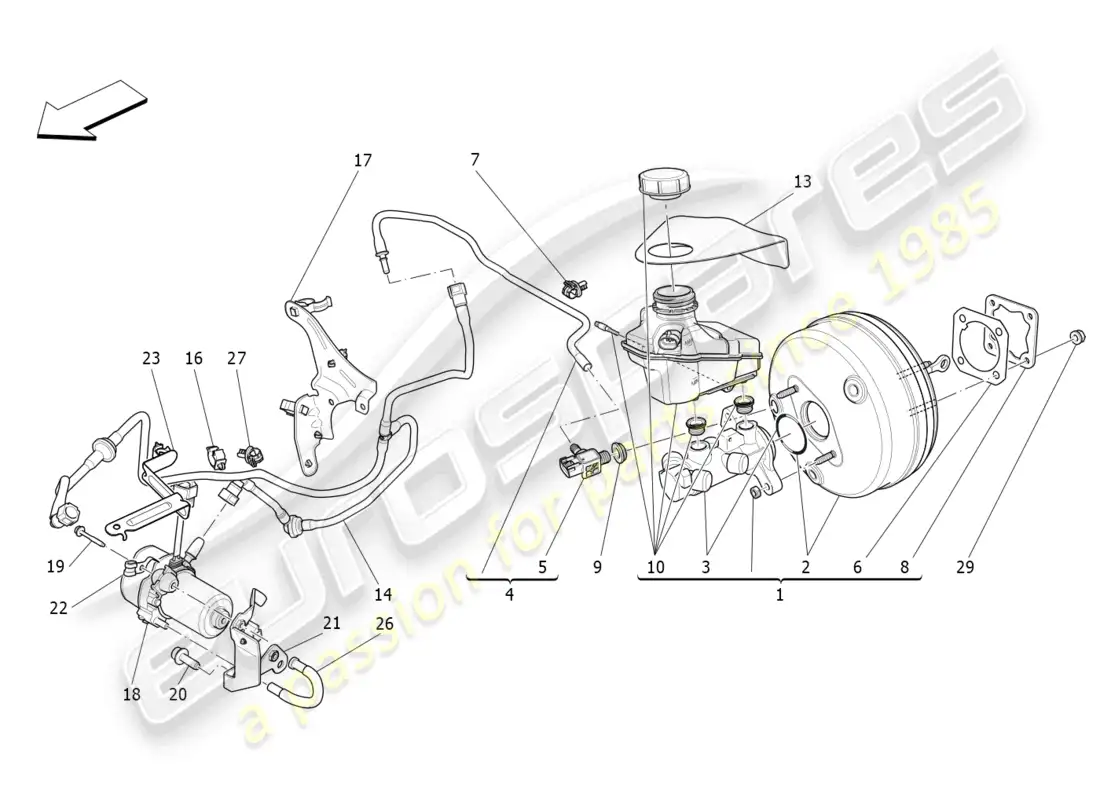 maserati levante gt (2022) brake servo system diagrama de piezas