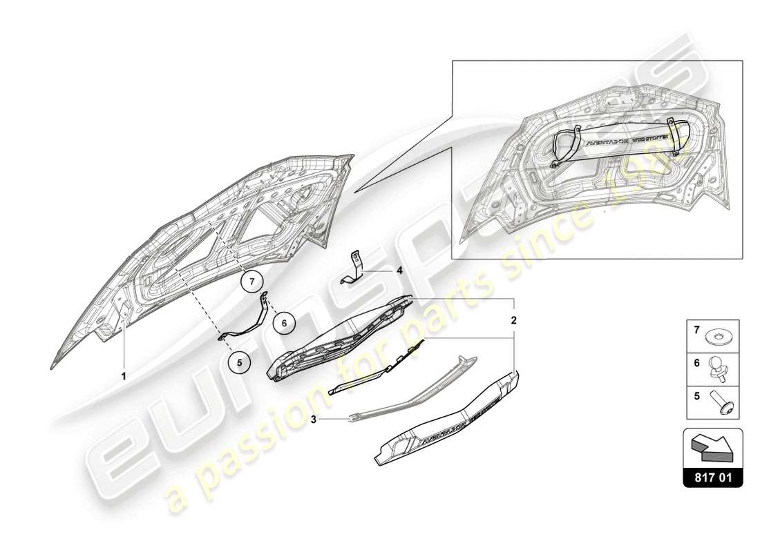 lamborghini lp700-4 roadster (2016) protección contra el viento diagrama de piezas