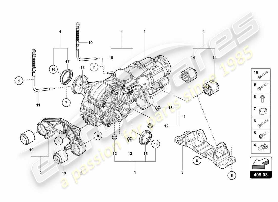 lamborghini centenario roadster (2017) diferencial del eje delantero con embrague visco diagrama de piezas