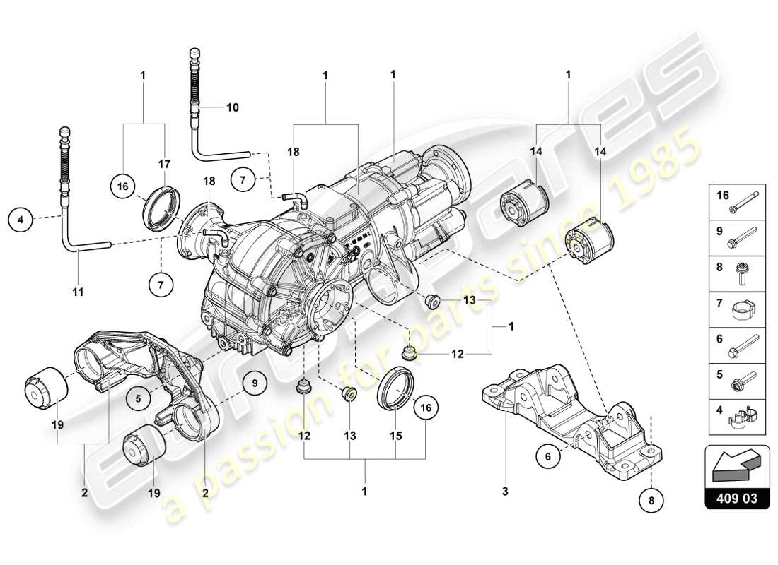 lamborghini 2014 (lp720-4 coupe 50) diferencial del eje delantero con embrague visco diagrama de piezas