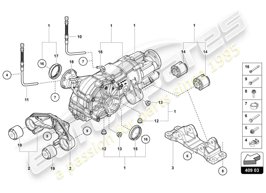 lamborghini lp720-4 coupe 50 (2014) diferencial del eje delantero con embrague visco diagrama de piezas