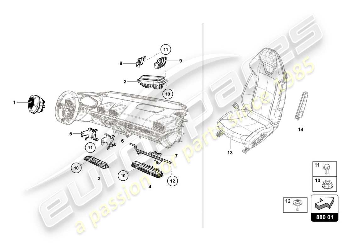 lamborghini performante coupe (2020) bolsa de aire diagrama de piezas