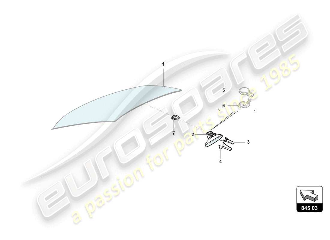 lamborghini lp740-4 s roadster (2021) espejo interior diagrama de piezas