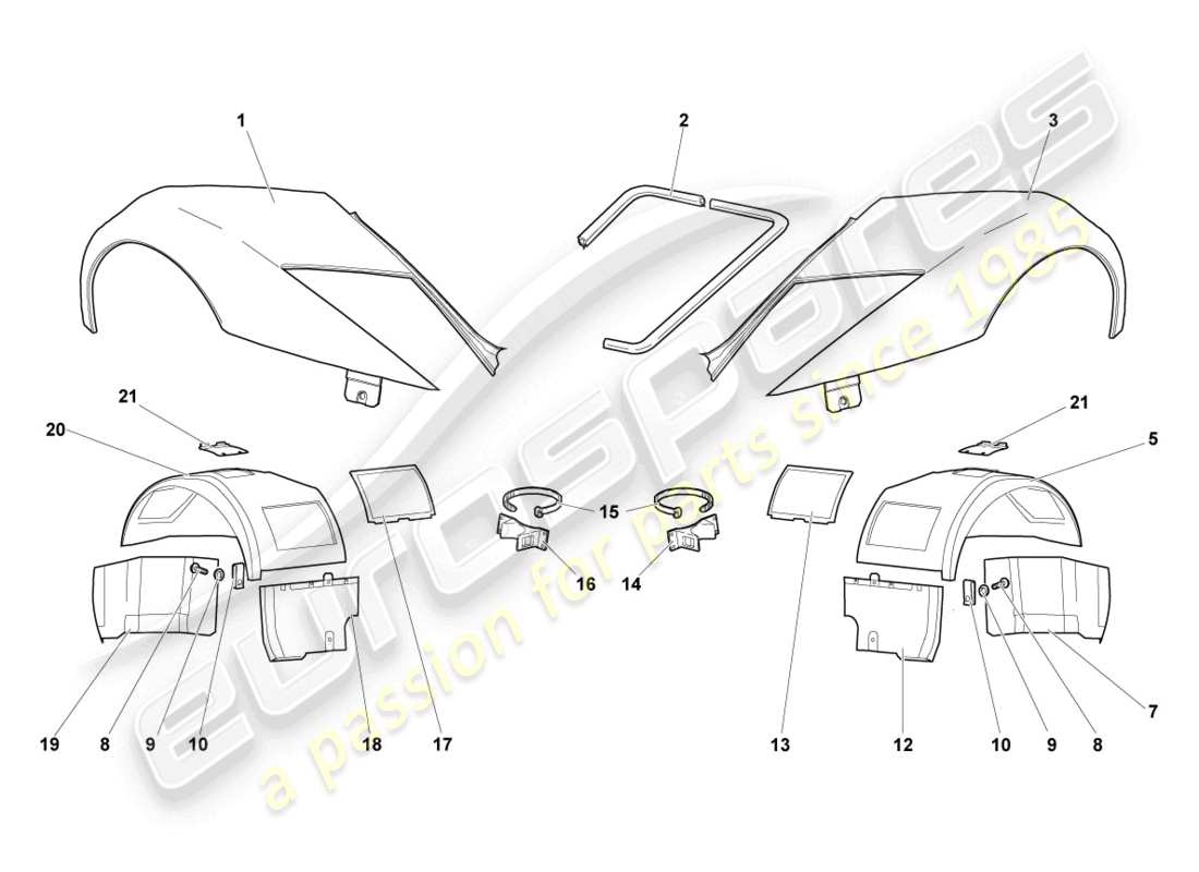 lamborghini murcielago coupe (2002) diagrama de pieza del ala delantera