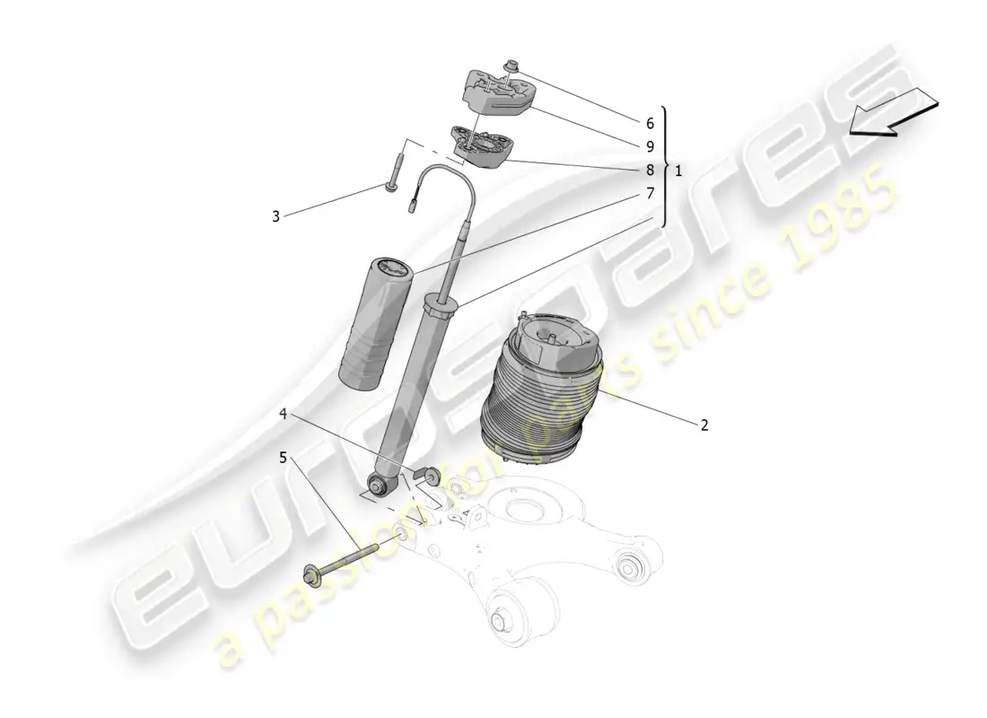 maserati grecale gt (2023) dispositivos amortiguadores traseros diagrama de piezas