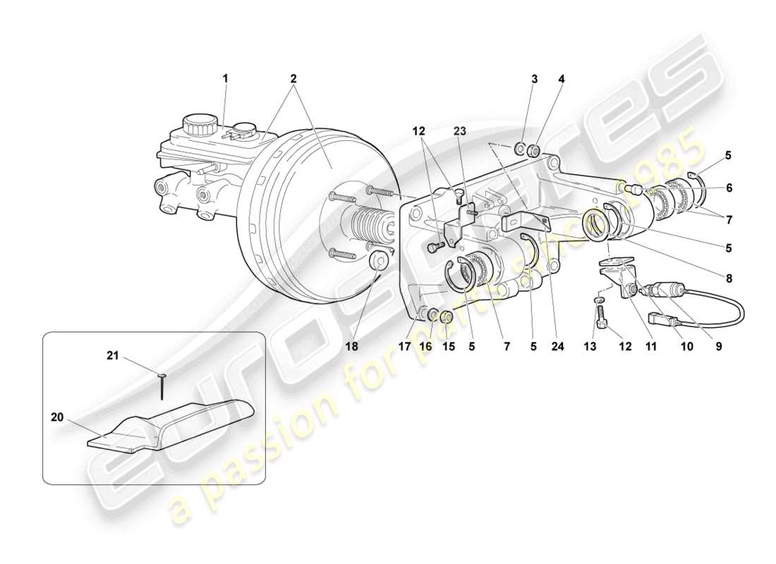 lamborghini murcielago coupe (2003) diagrama de piezas del servo freno rhd