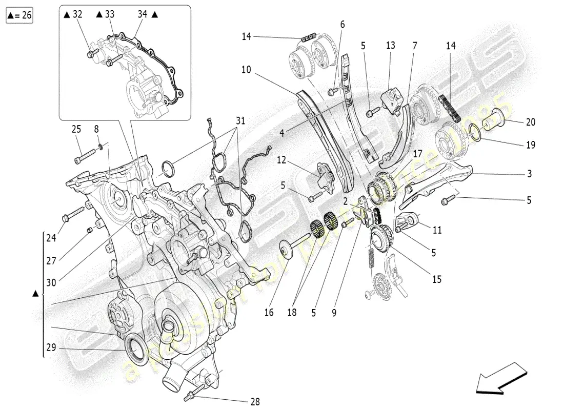 maserati ghibli (2019) diagrama de piezas de sincronización