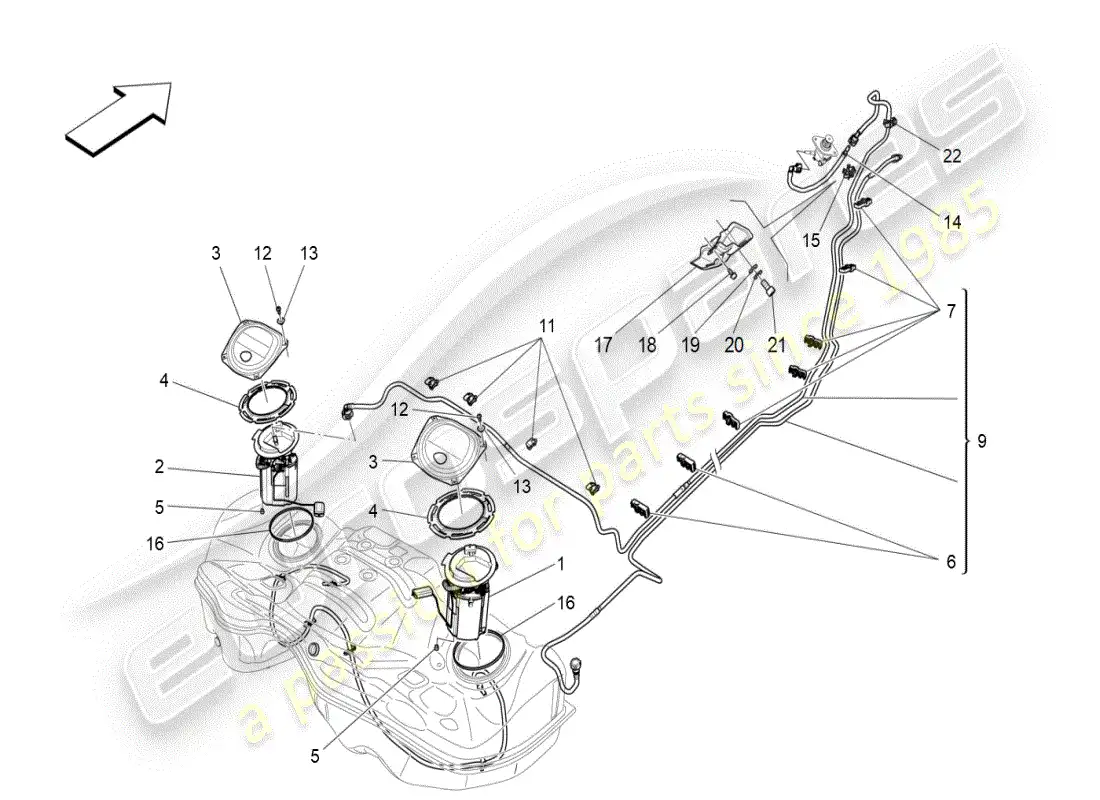 maserati ghibli (2019) bombas de combustible y líneas de conexión diagrama de piezas
