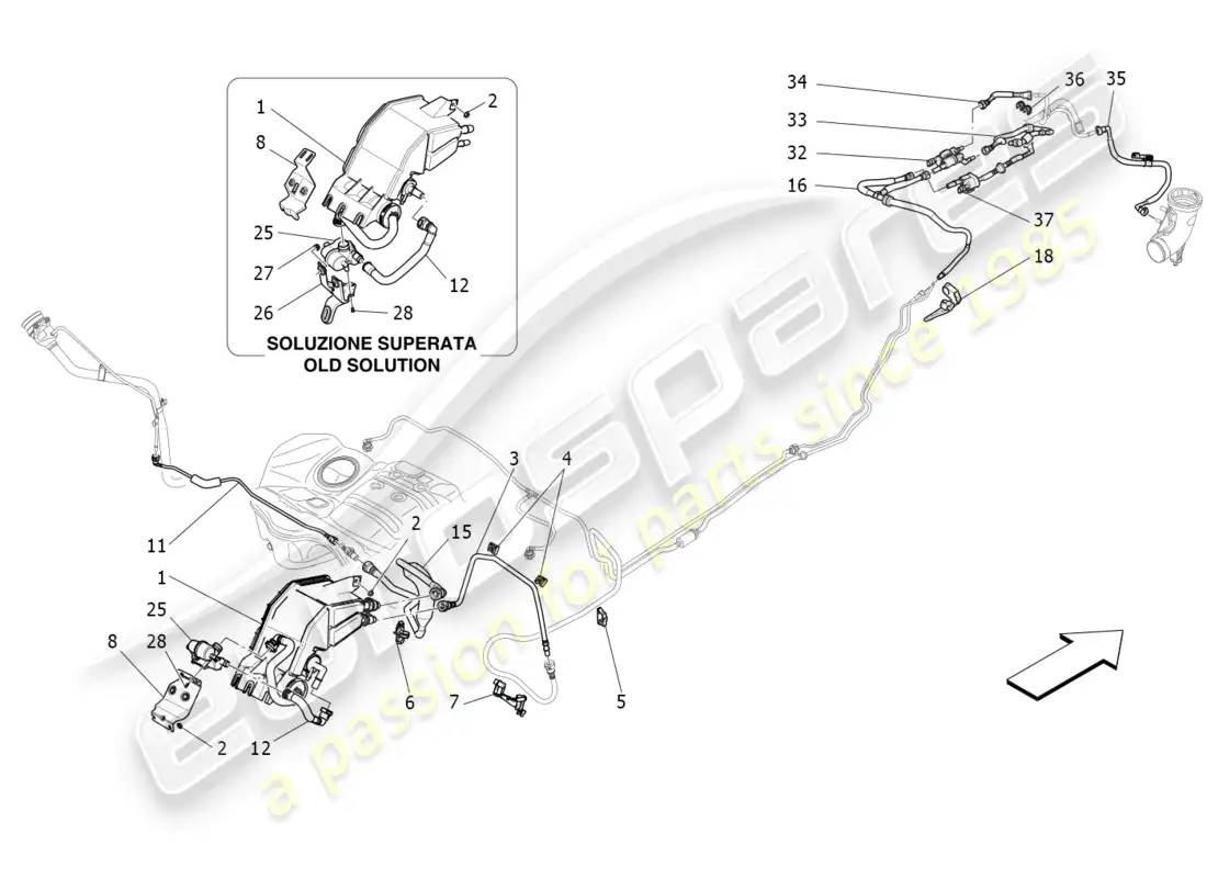maserati levante modena s (2022) fuel vapour recirculation system diagrama de piezas