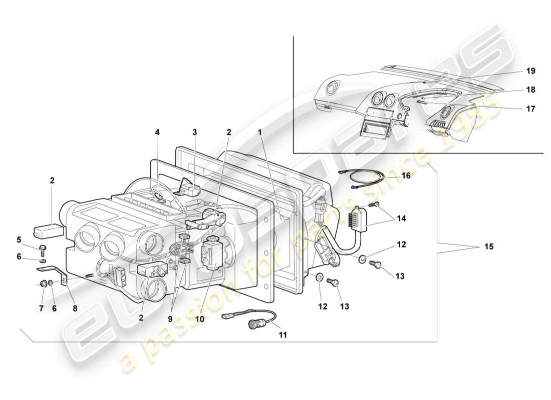 lamborghini murcielago coupe (2002) diagrama de piezas del aire acondicionado rhd