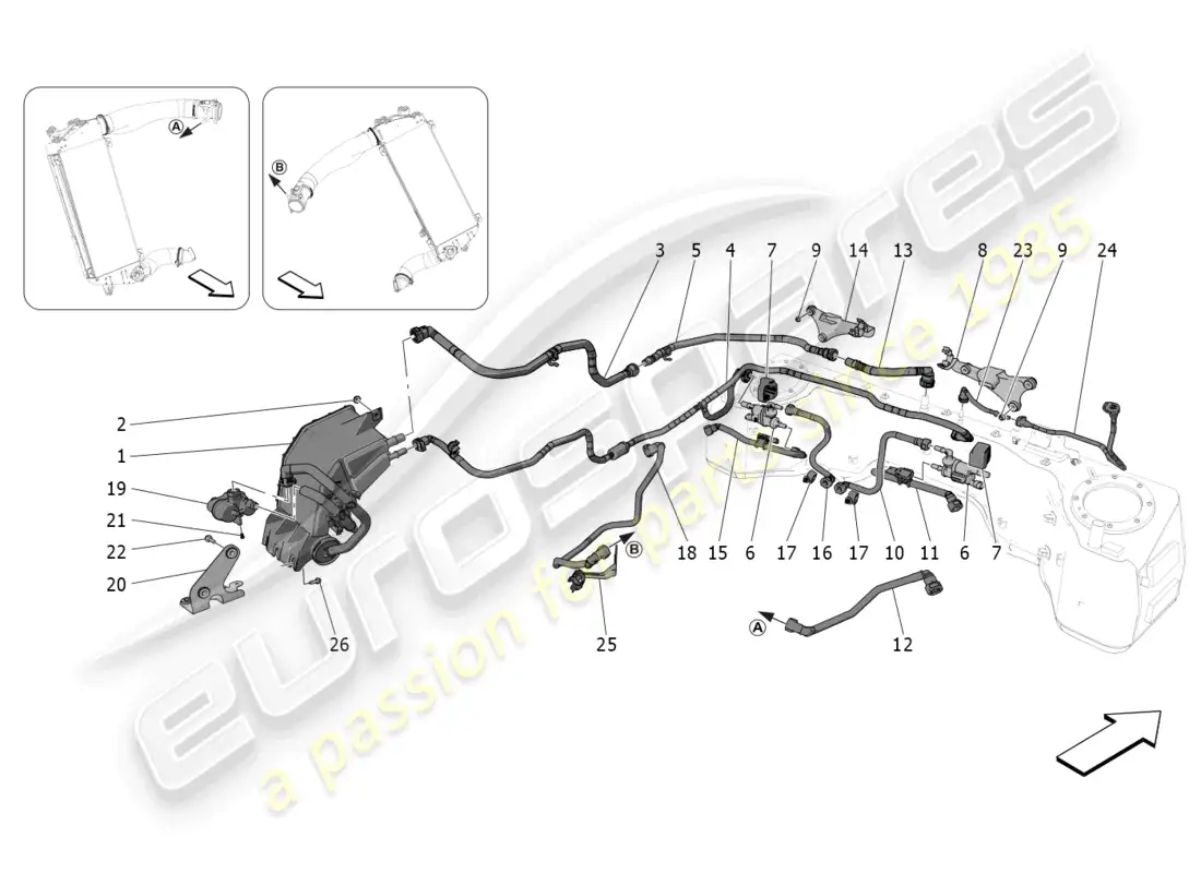 maserati mc20 (2022) fuel vapour recirculation system diagrama de piezas