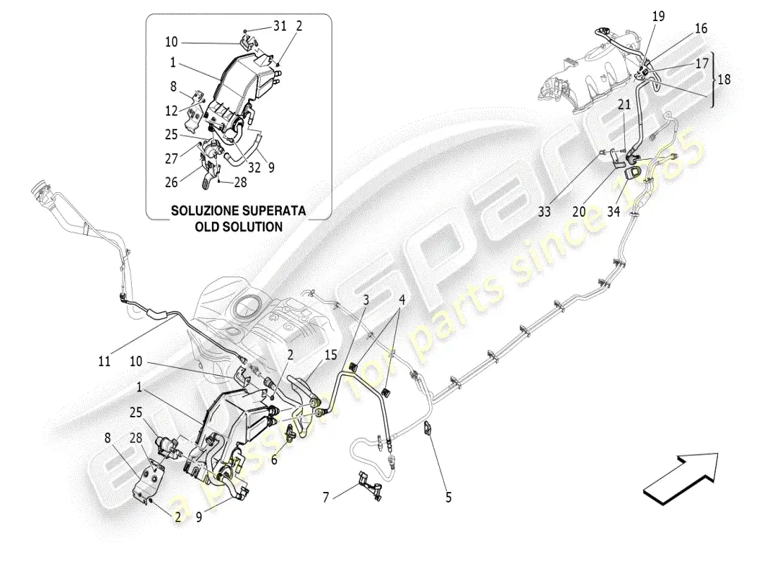 maserati ghibli (2019) fuel vapour recirculation system diagrama de piezas