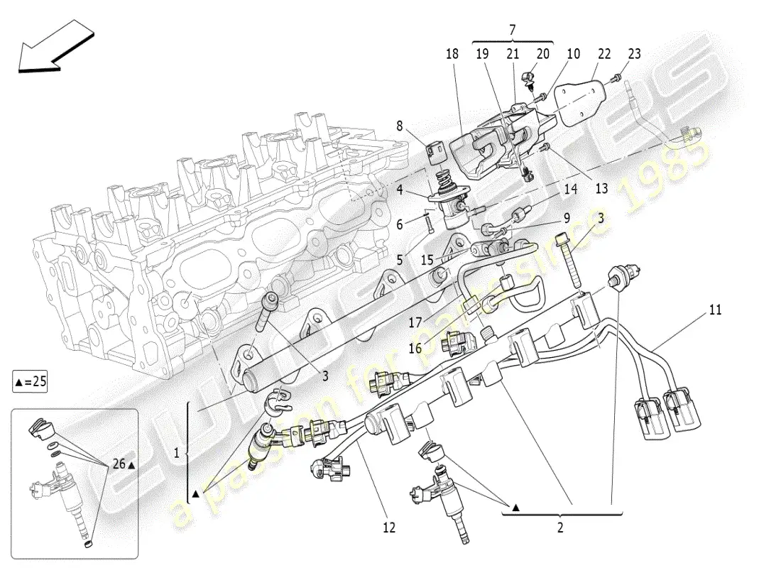 maserati ghibli (2019) bombas de combustible y líneas de conexión diagrama de piezas