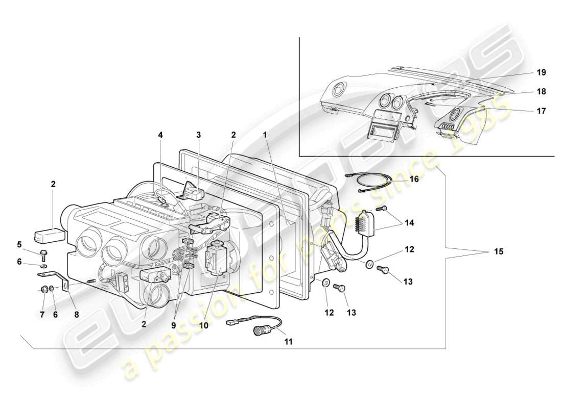 lamborghini murcielago coupe (2003) diagrama de piezas del aire acondicionado rhd