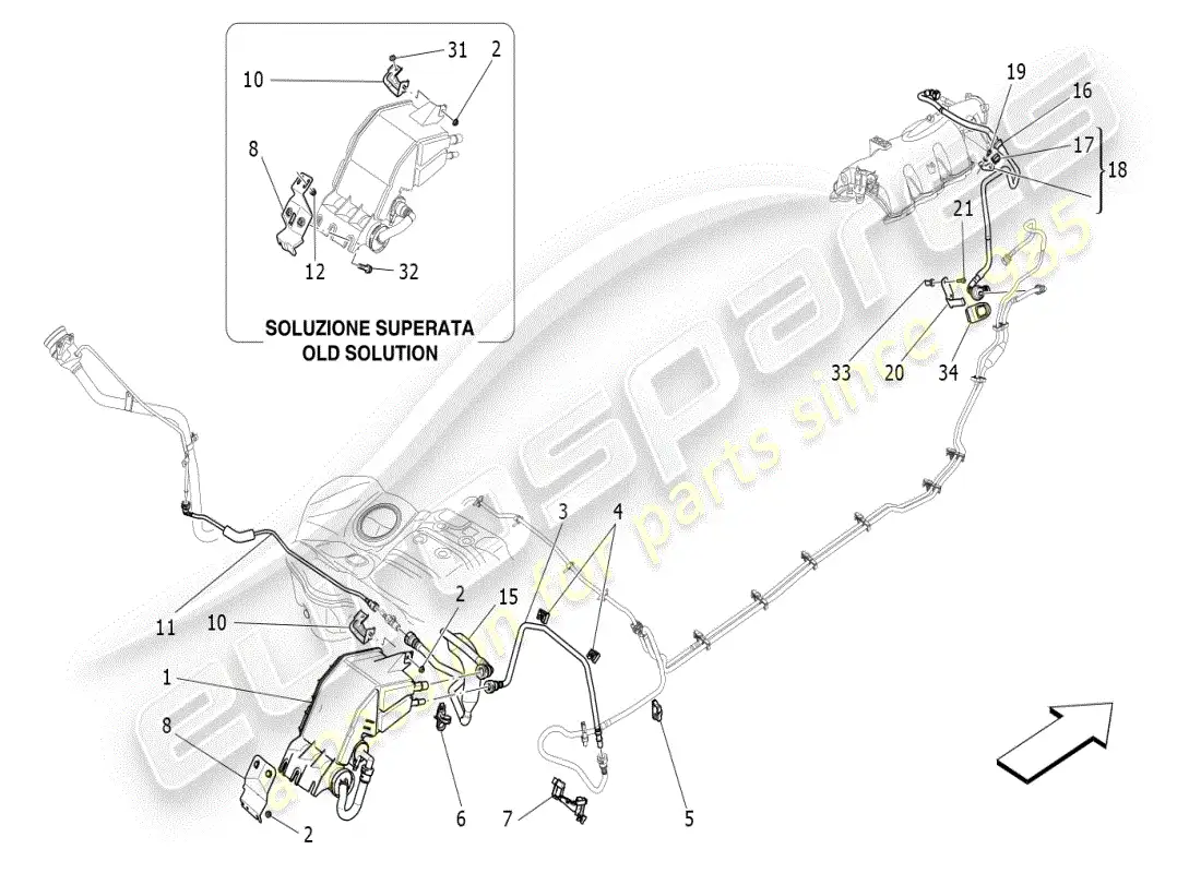 maserati ghibli (2019) fuel vapour recirculation system diagrama de piezas