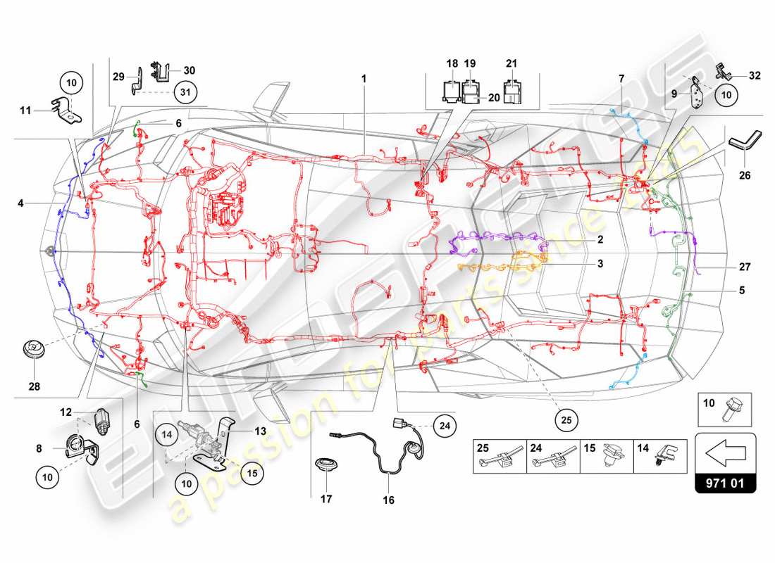 lamborghini centenario roadster (2017) electricidad diagrama de piezas
