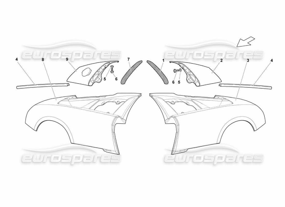 lamborghini murcielago lp670 guardabarros trasero diagrama de piezas