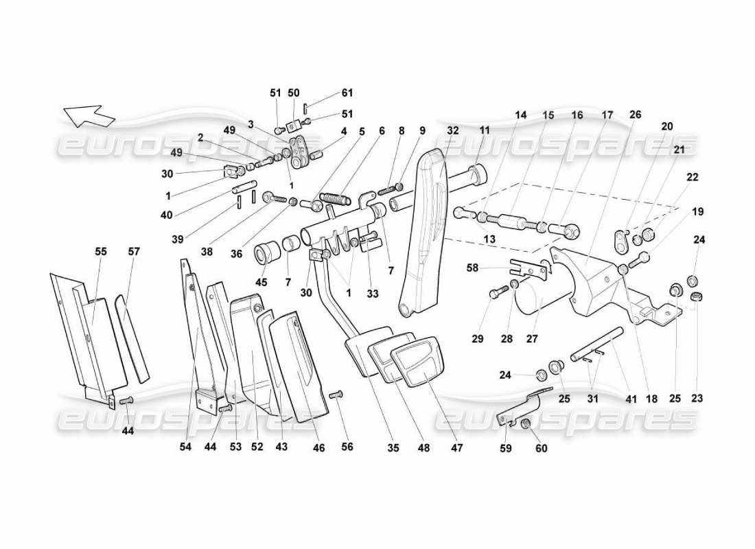 lamborghini murcielago lp670 pedal de control de engranaje electrónico diagrama de piezas