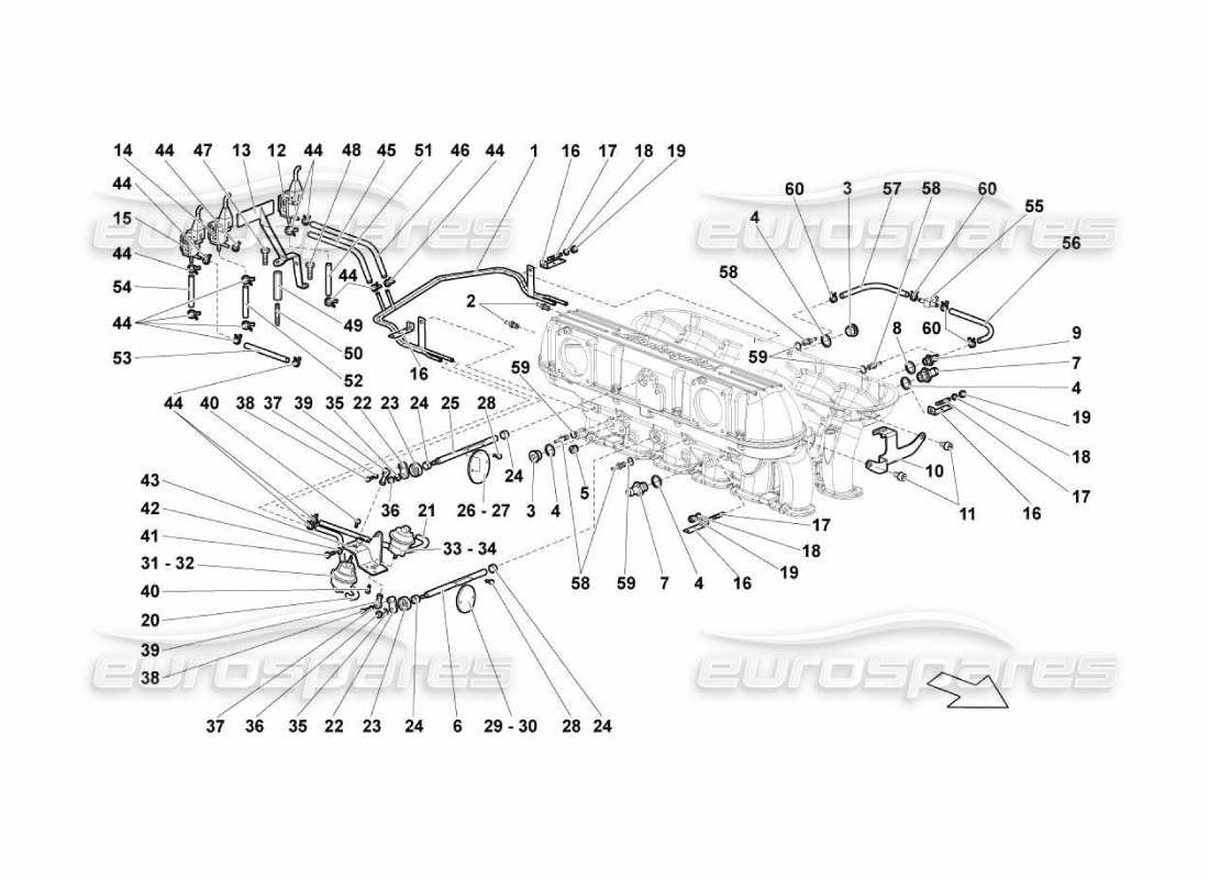 lamborghini murcielago lp670 diagrama de piezas del colector de admisión