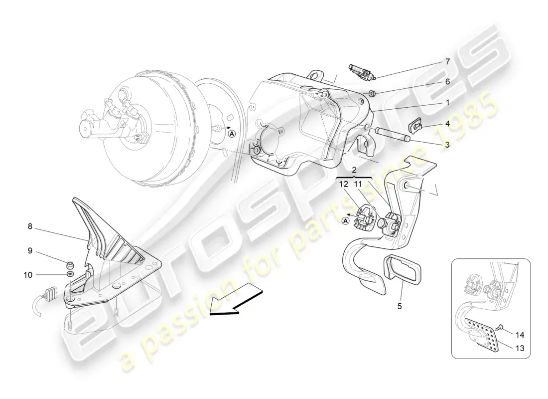 maserati grancabrio mc (2013) unidad completa de pedal diagrama de piezas