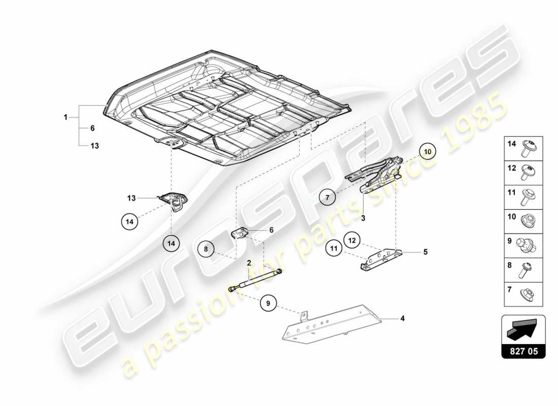 lamborghini lp580-2 spyder (2017) diagrama de piezas de la tapa trasera