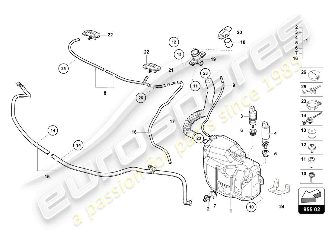 lamborghini 2016 (lp750-4 sv roadster) diagrama de piezas del sistema arandela