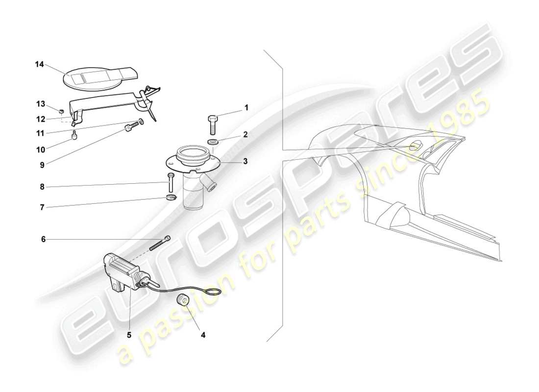 lamborghini murcielago coupe (2002) diagrama de piezas de la tapa de llenado de combustible