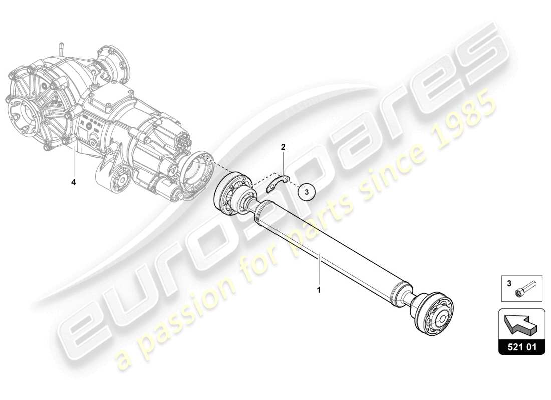 lamborghini 2014 (lp720-4 coupe 50) diagrama de piezas del eje cardán