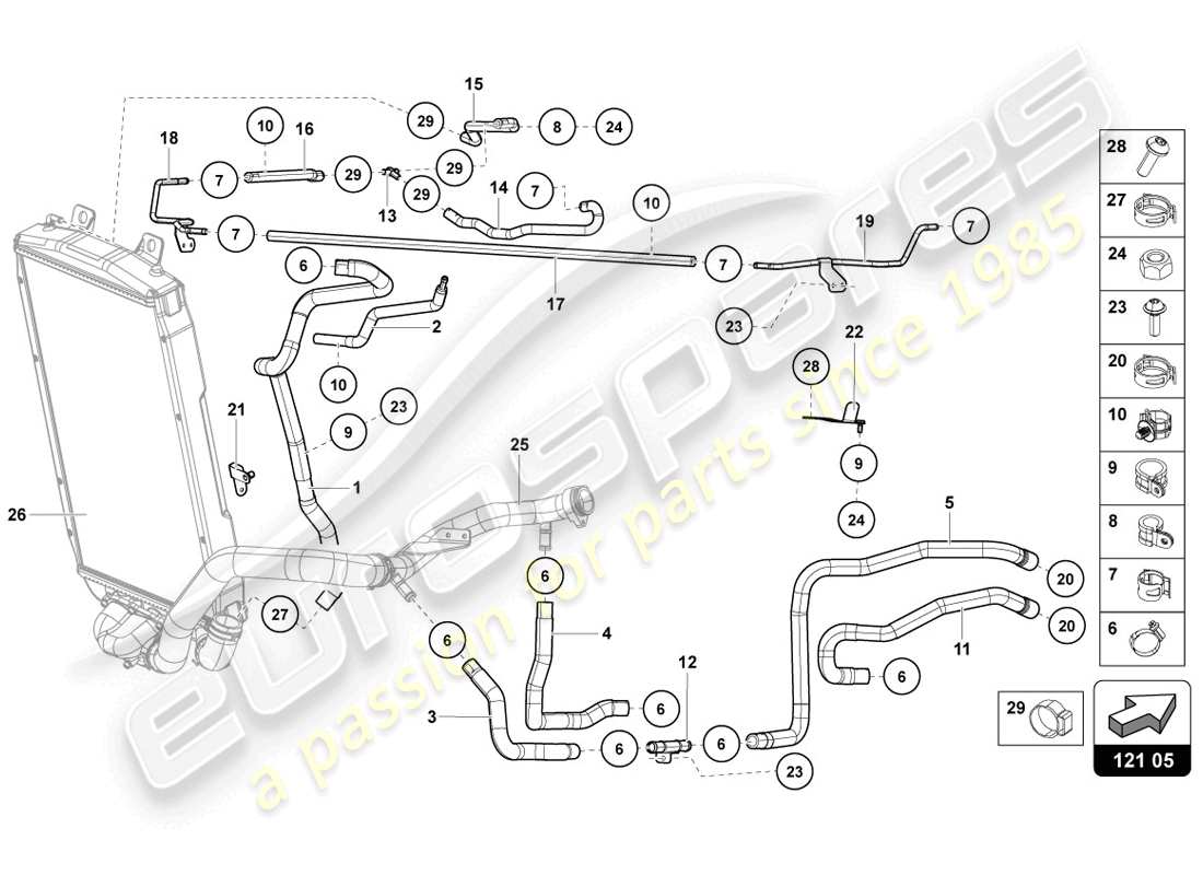 lamborghini 2014 (lp720-4 coupe 50) diagrama de piezas del sistema de refrigeración