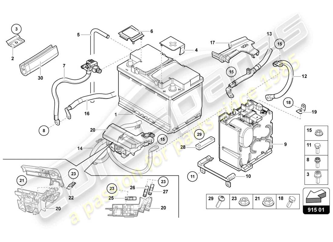 lamborghini lp720-4 coupe 50 (2014) batería diagrama de piezas