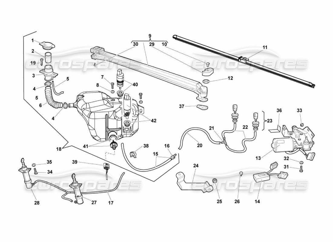 lamborghini murcielago lp670 diagrama de piezas del limpiaparabrisas