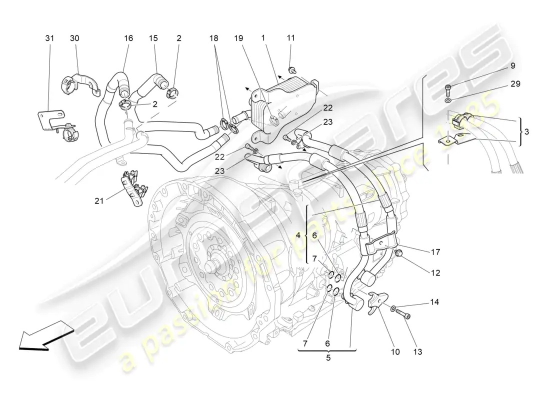maserati levante modena s (2022) lubricación y refrigeración del aceite de la caja de cambios diagrama de piezas