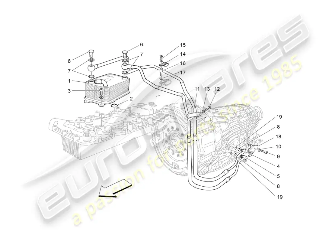 maserati grancabrio mc (2013) lubricación y refrigeración del aceite de la caja de cambios diagrama de piezas