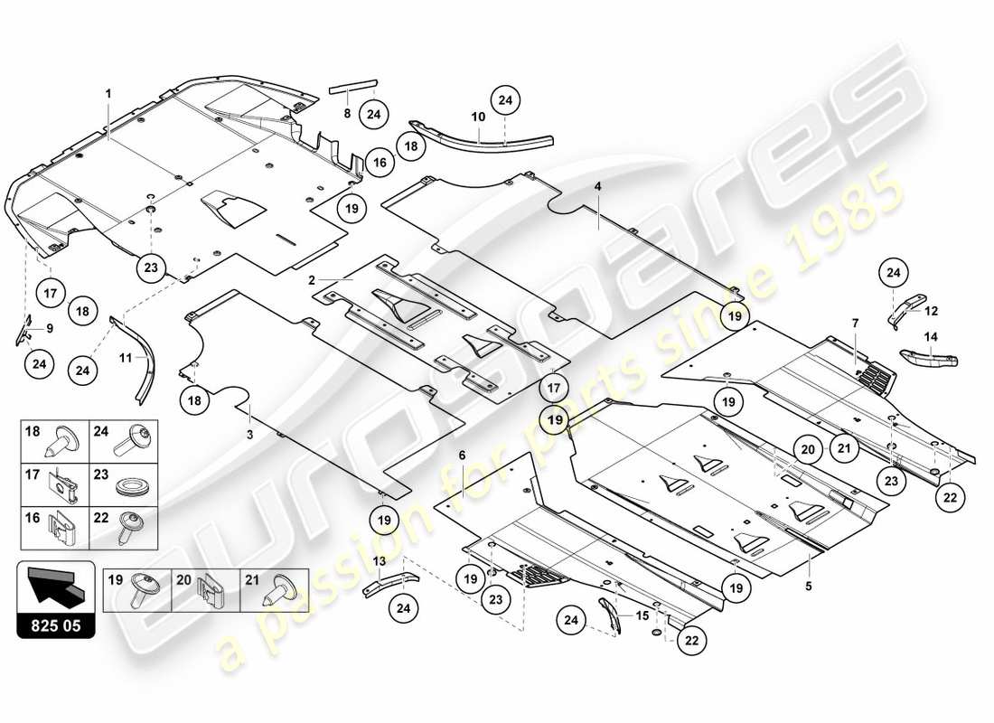 lamborghini centenario roadster (2017) panel de embellecedor para la sección inferior del marco diagrama de piezas