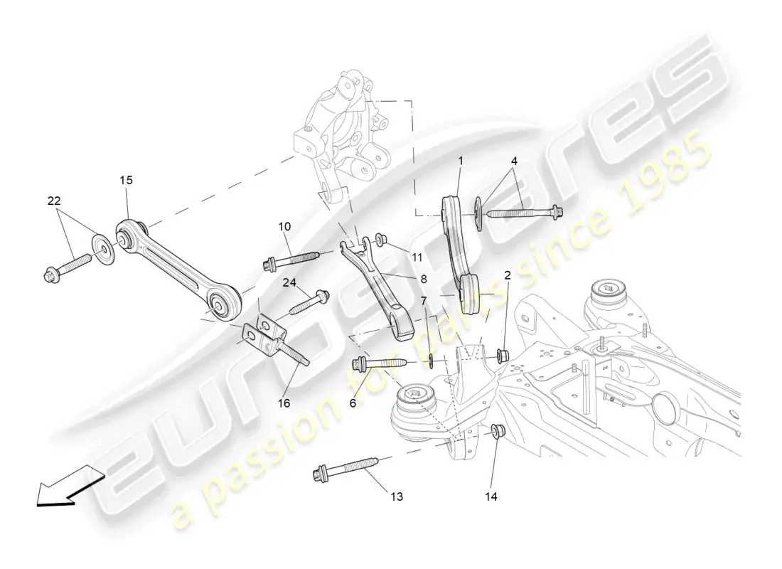 maserati levante (2018) rear suspension diagrama de piezas