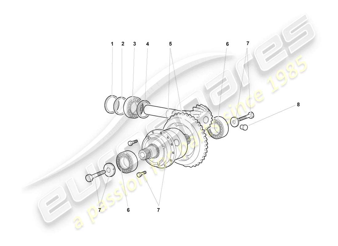 lamborghini murcielago coupe (2002) diagrama de pieza del diferencial trasero