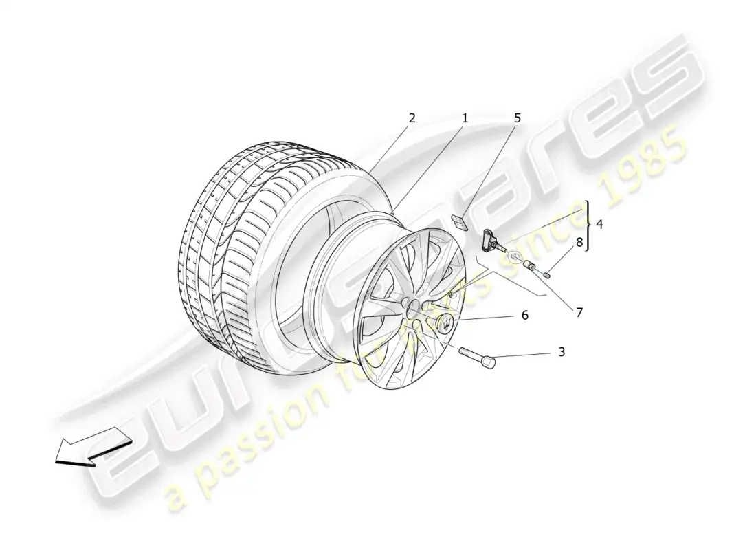 maserati levante (2020) wheels and tyres diagrama de piezas