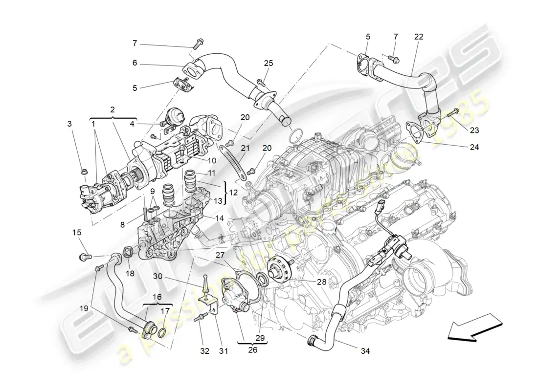 maserati ghibli (2015) sistema de recirculación de vapor de aceite diagrama de piezas