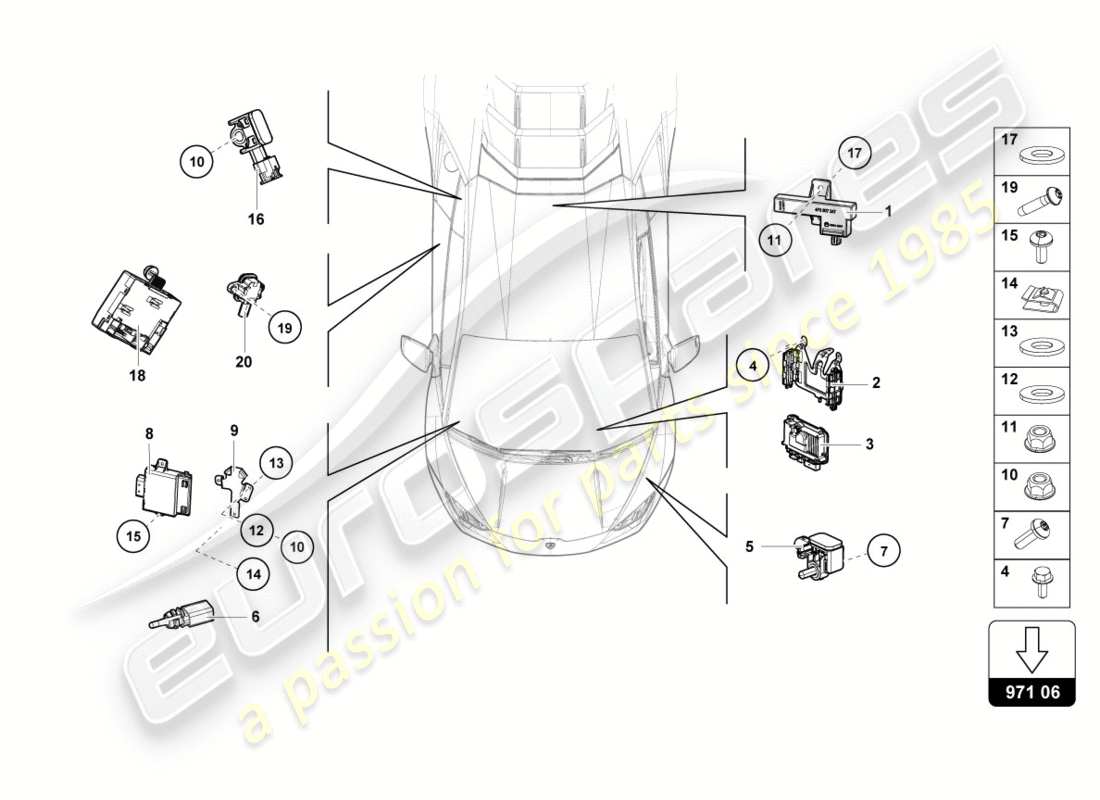 lamborghini lp580-2 spyder (2018) diagrama de piezas de la unidad de control