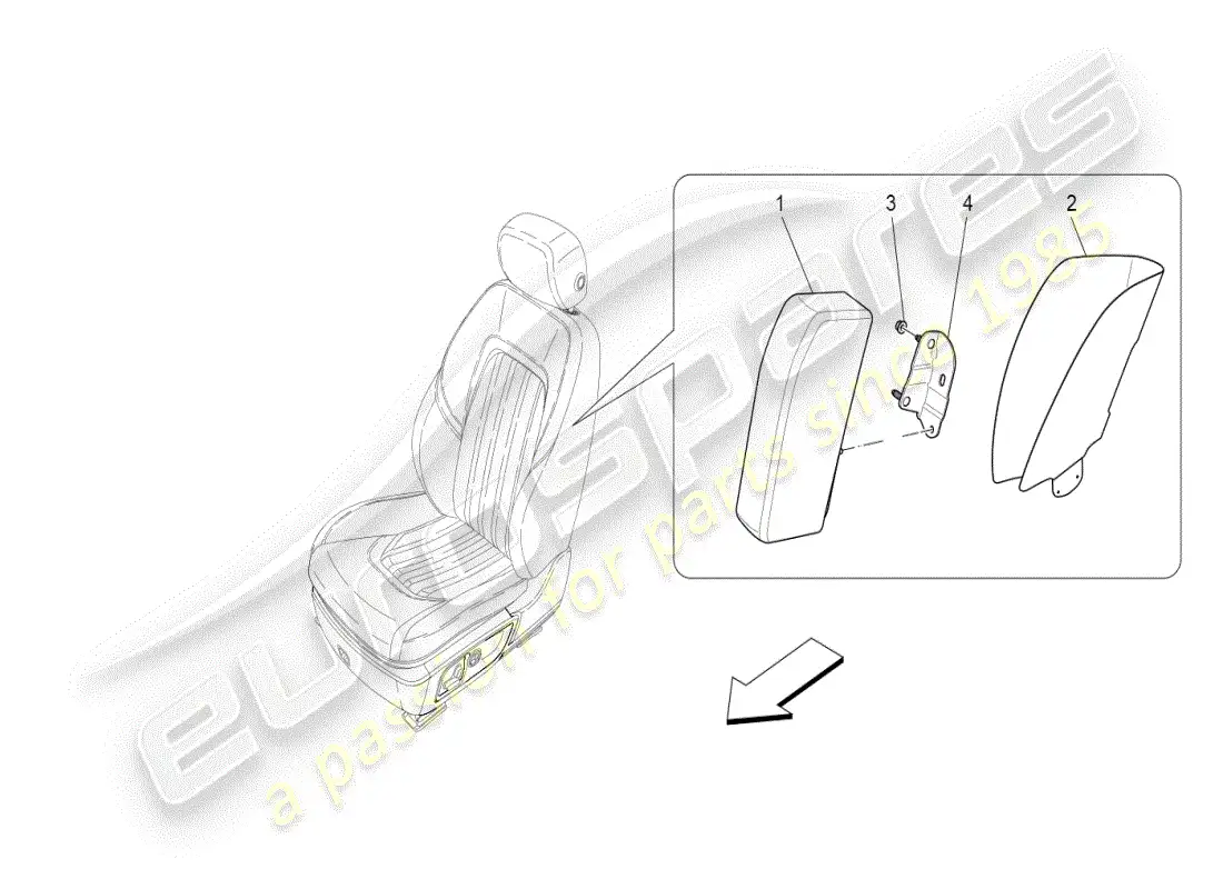 maserati ghibli (2019) sistema de bolsas laterales delanteras diagrama de piezas