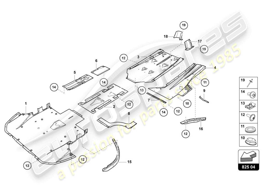 lamborghini lp750-4 sv coupe (2017) panel de embellecedor para la sección inferior del marco diagrama de piezas