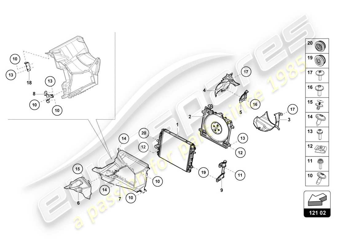 lamborghini 2015 (lp610-4 coupe) enfriador para refrigerante diagrama de piezas