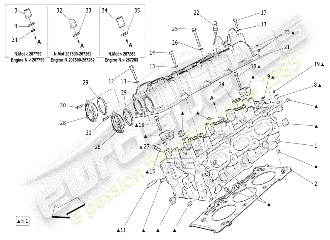 maserati ghibli (2019) culata derecha diagrama de piezas