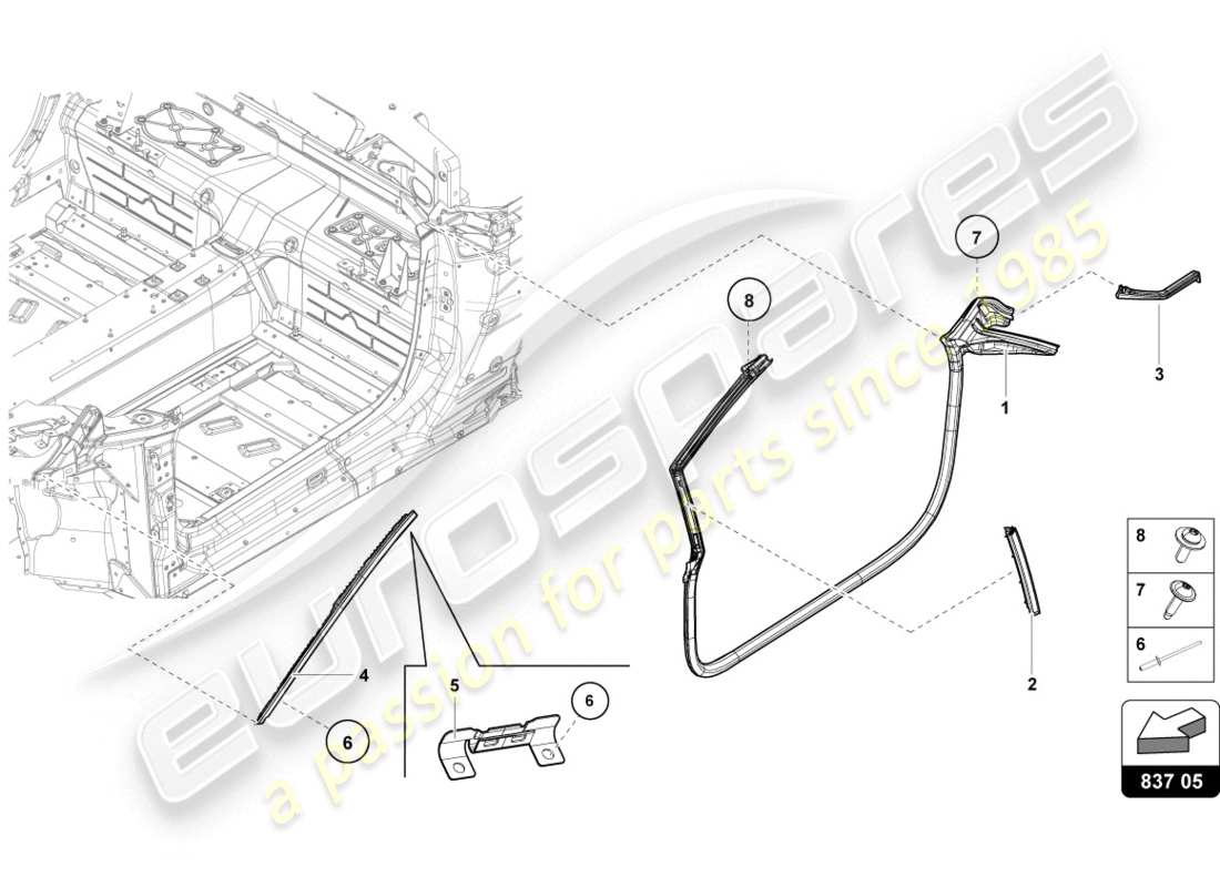 lamborghini evo spyder (2020) juntas diagrama de piezas