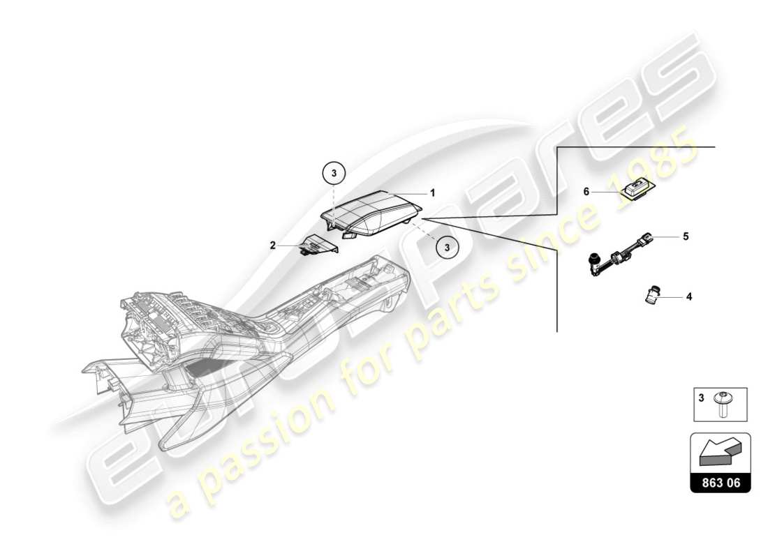 lamborghini 2015 (lp610-4 coupe) diagrama de piezas del compartimento de almacenaje