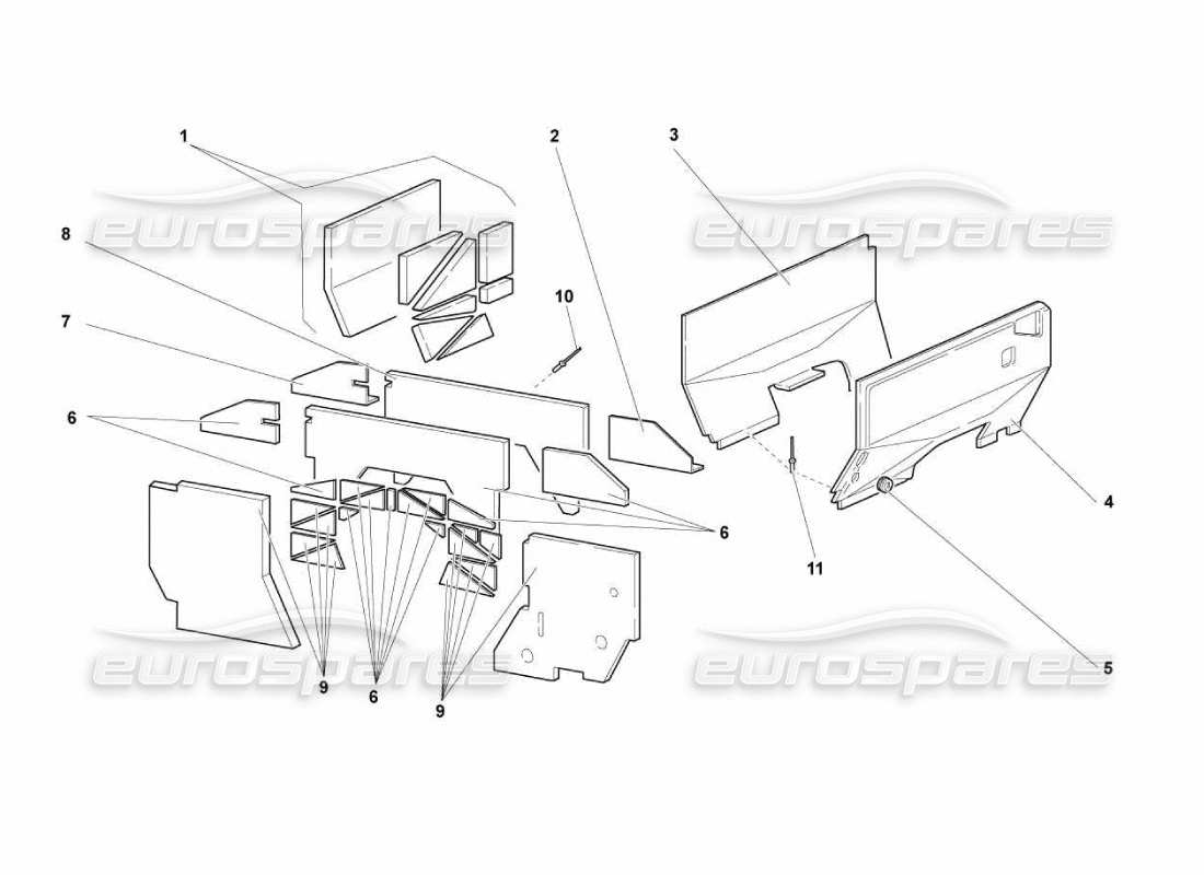 lamborghini murcielago lp670 aislamientos e insonorización diagrama de piezas