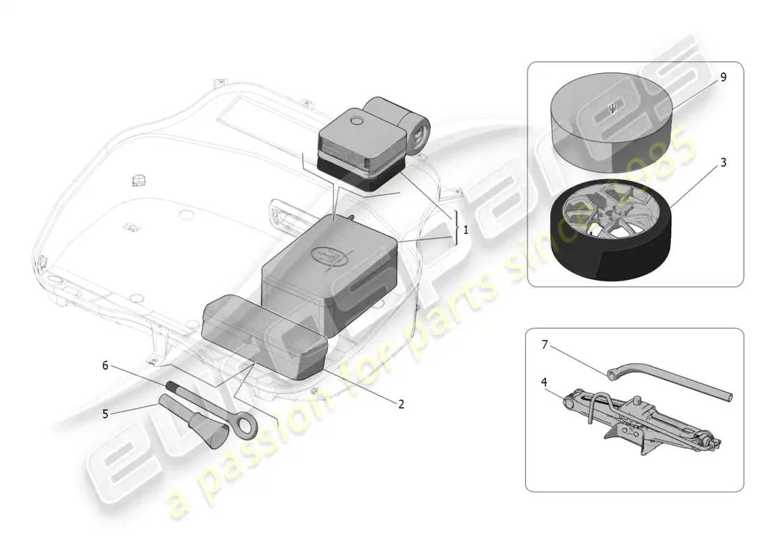 maserati mc20 (2023) estándar proporcionado diagrama de piezas