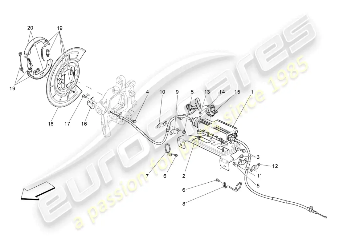 maserati ghibli (2014) parking brake diagrama de piezas