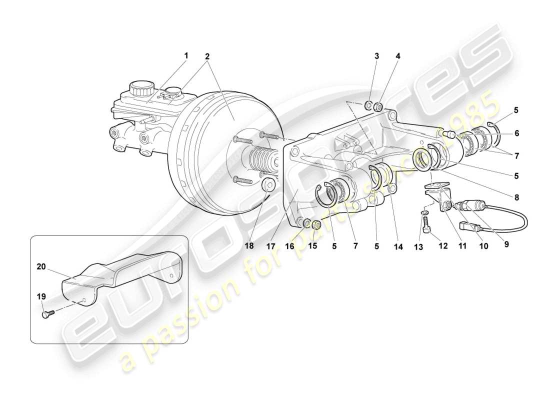 lamborghini murcielago coupe (2002) diagrama de piezas del servo freno lhd
